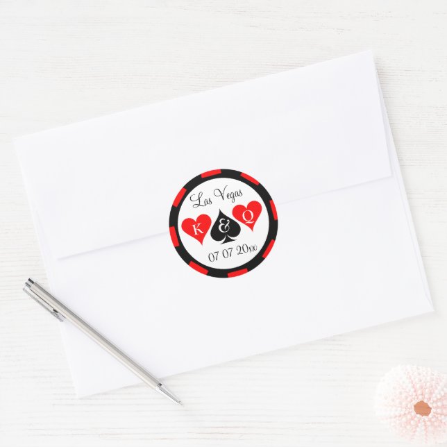 Las Vegas wedding poker chip stickers and seals (Envelope)