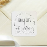 Las Vegas Wedding | Pre-Addressed Envelope Seal<br><div class="desc">Save time and make an impression while sending out your wedding invitations. These pre-addressed envelope seal stickers present themselves in an elegant yet modern deco-themed style and feature an illustration of the city of Las Vegas and its unique skyline. The neutral colors are suitable to complement a variety of wedding...</div>