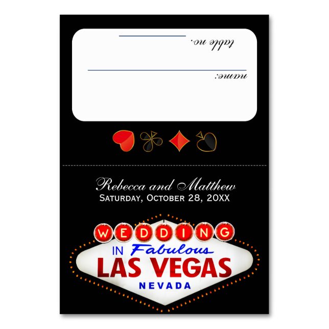 Las Vegas Wedding Reception Escort Card Table No. (Front)