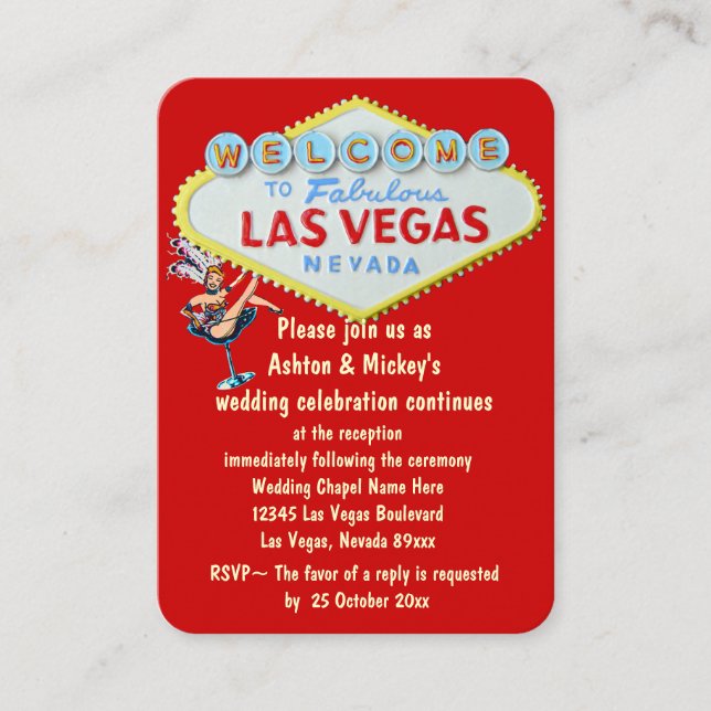 Las Vegas Wedding Reception Invitation (Front)