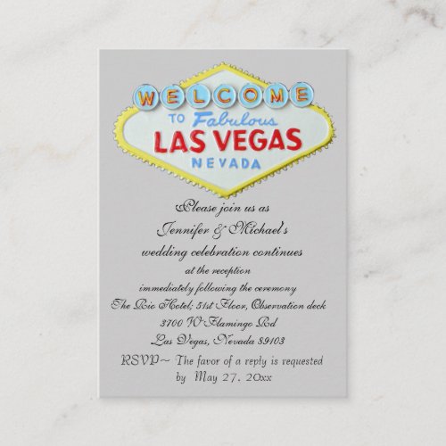 Las Vegas Wedding Reception Invitation Enclosure