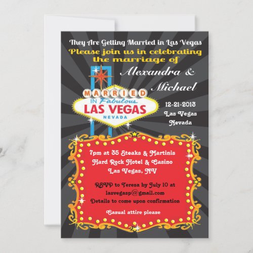 Las Vegas Wedding Reception Invitations