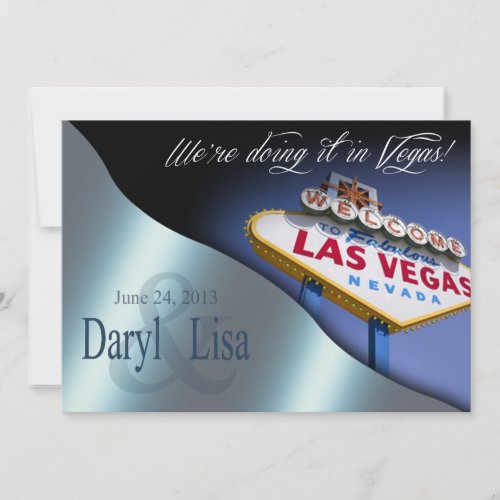 Las Vegas Wedding Reception metallic blue Invitation