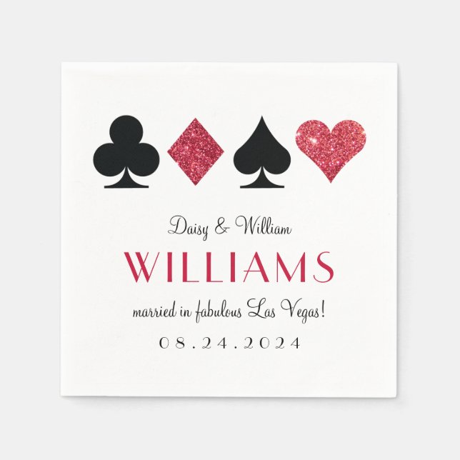Las Vegas Wedding Red and Black Cocktail Napkin (Front)