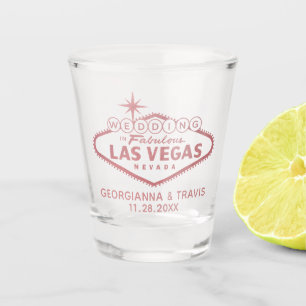Las Vegas Wedding Rose Gold Pink Bridal Favor Shot Glass