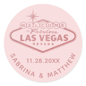 Las Vegas Wedding Rose Gold Pink Classic Round Sticker