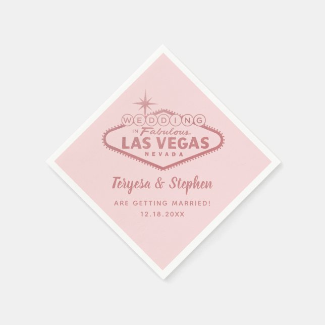 Las Vegas Wedding Rose Gold Pink Napkins (Corner)
