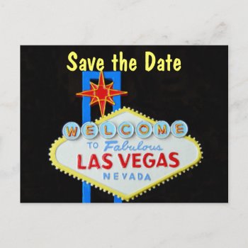 Las Vegas Wedding Save The Date Announcement Postcard by Rebecca_Reeder at Zazzle