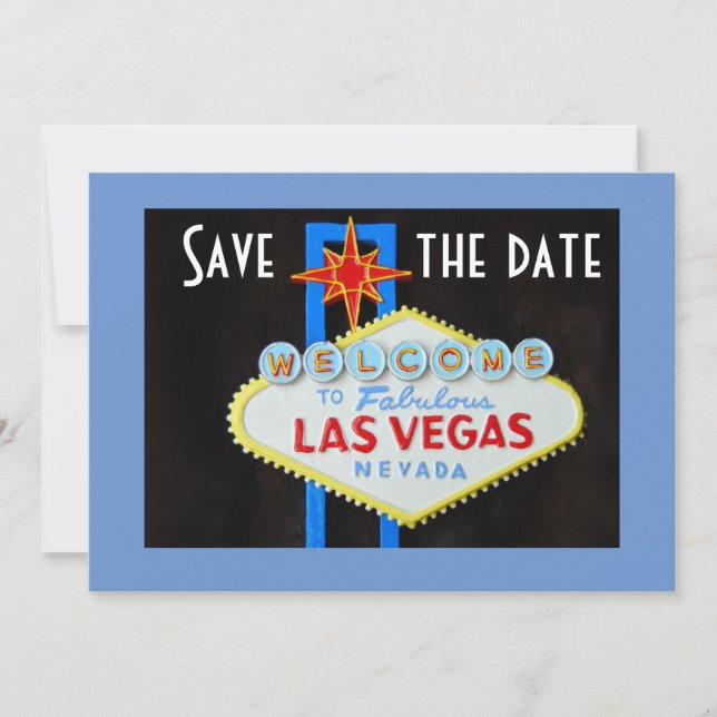 Las Vegas Wedding Save the Date Blue Invitation (Front)