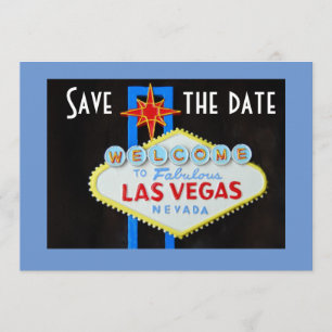 Las Vegas Wedding Save the Date Blue Invitation