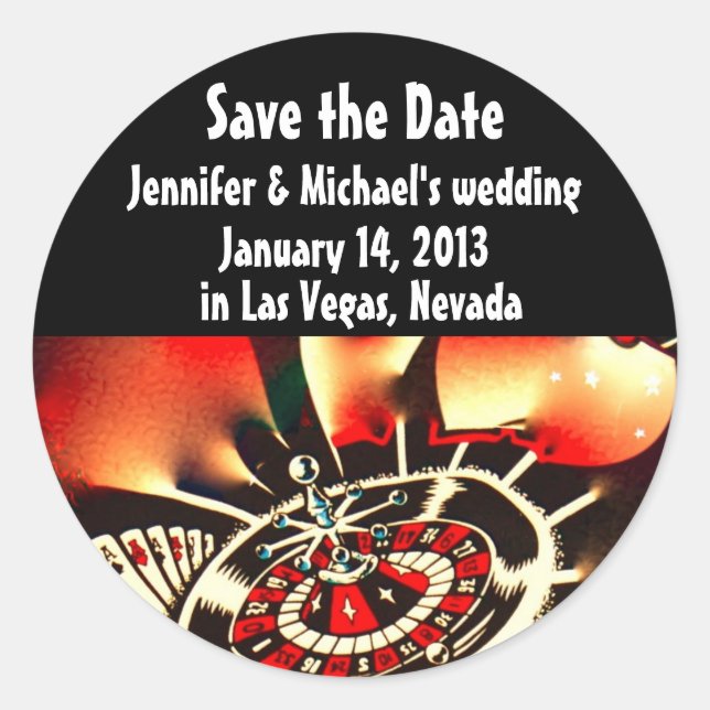 Las Vegas Wedding Save the Date Classic Round Sticker (Front)