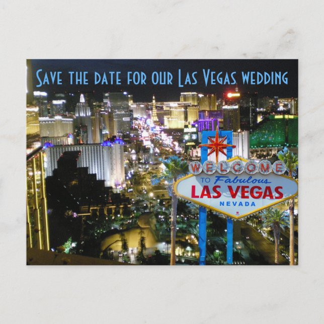 Las Vegas Wedding Save the Date NV Announcement Postcard (Front)
