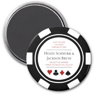 Las Vegas Wedding Save The Date Poker Chip Black Magnet