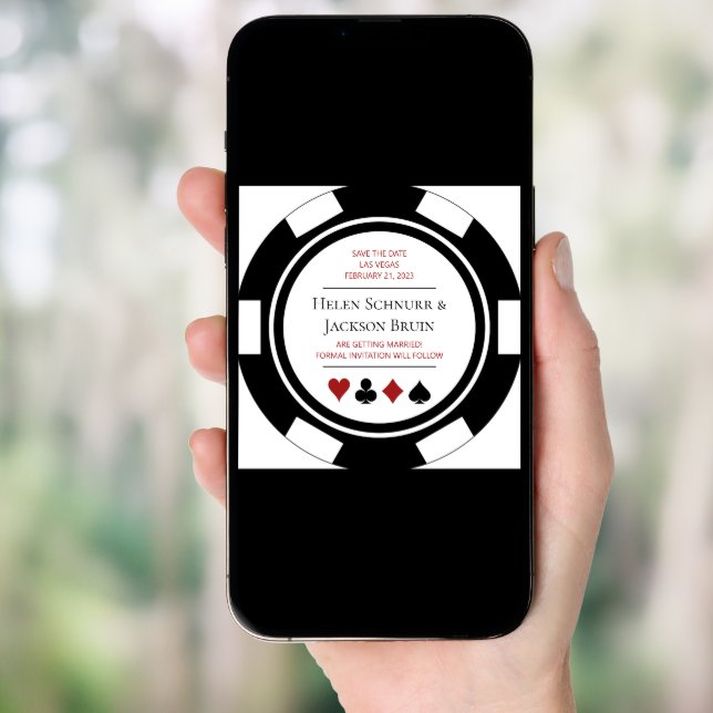 Las Vegas Wedding Save The Date Poker Chip Casino Invitation (Front Digital)