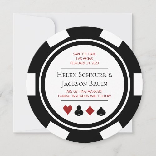 Las Vegas Wedding Save The Date Poker Chip Casino Invitation