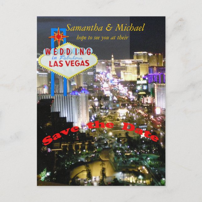 Las Vegas Wedding Save the Date Postcard (Front)
