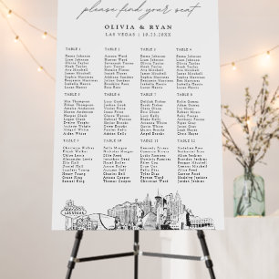 Las Vegas Wedding Seating Chart 12 Tables 24x36 Foam Board