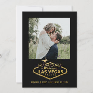 Las Vegas Wedding Sign Black Gold Photo Save The Date