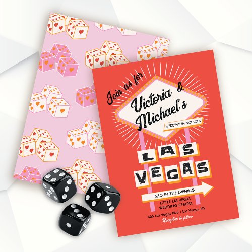 Las Vegas Wedding Sign Mod Retro Invitation