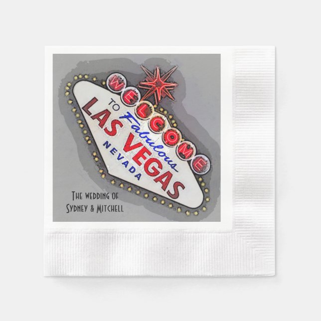 Las Vegas Wedding Silver Gray Paper Napkins (Front)