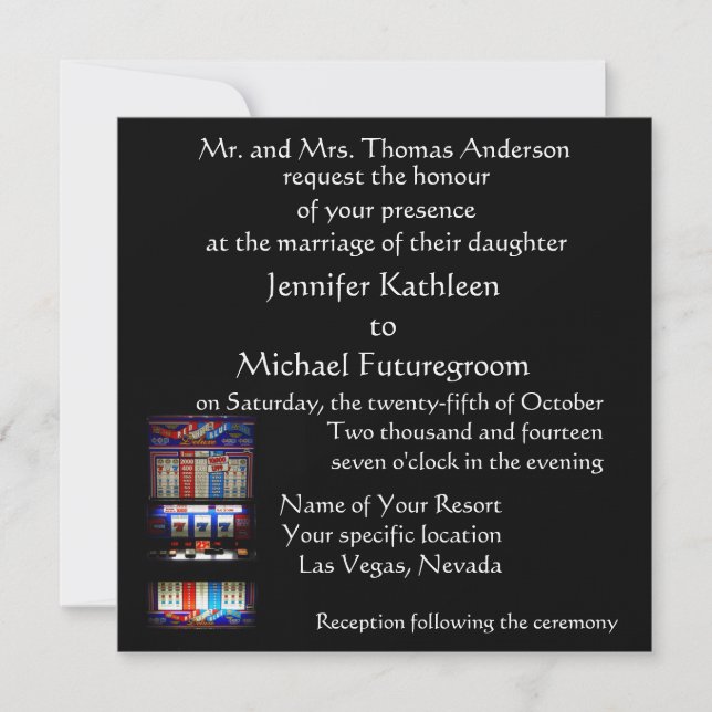 Las Vegas Wedding Slot Machine Invitation (Front)