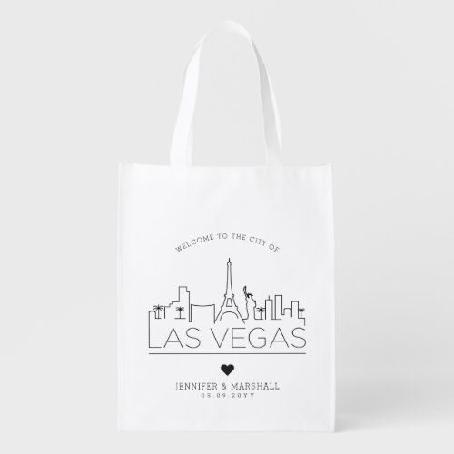 Las Vegas Wedding  Stylized Skyline Grocery Bag