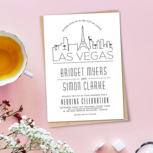 Las Vegas Wedding  Stylized Skyline Invitation