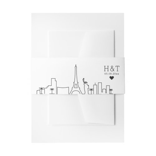 Las Vegas Wedding  Stylized Skyline Monogram Invitation Belly Band