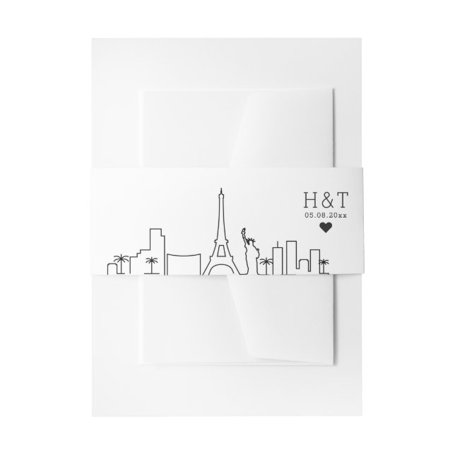 Las Vegas Wedding | Stylized Skyline Monogram Invitation Belly Band (Front Example)