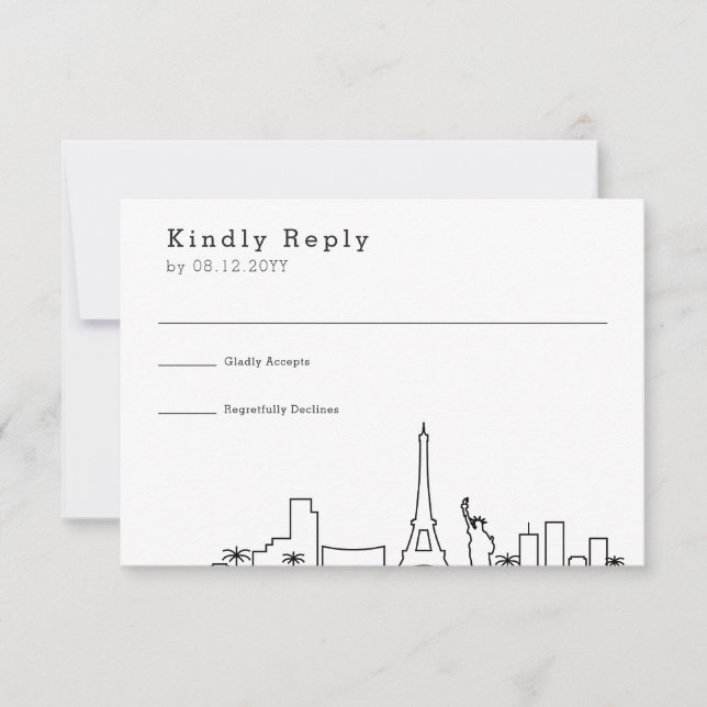 Las Vegas Wedding | Stylized Skyline RSVP (Front)
