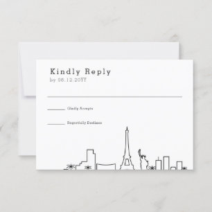 Las Vegas Wedding Stylized Skyline RSVP Card