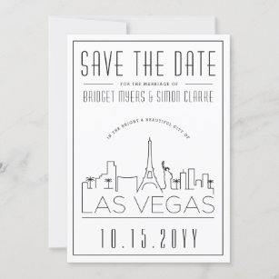 Las Vegas Wedding   Stylized Skyline Save the Date Invitation