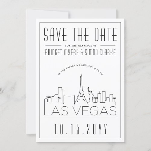 Las Vegas Wedding  Stylized Skyline Save the Date Invitation