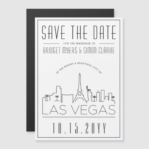 Las Vegas Wedding  Stylized Skyline Save the Date Magnetic Invitation