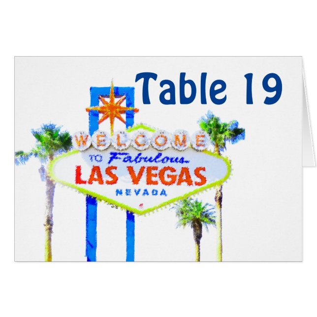 Las Vegas Wedding Table Number tent cards (Front Horizontal)