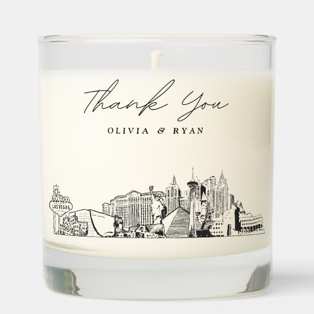 Las Vegas Wedding Thank You Gift Custom Candle (Front)