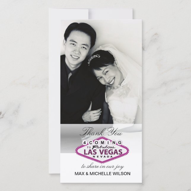 Las Vegas Wedding Thank You Photo Card (Pink) (Front)