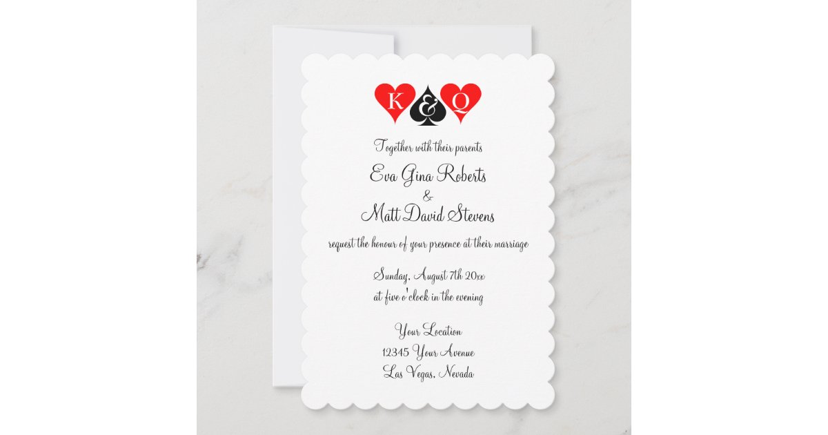 Las Vegas Sign Fabulous Personalized RSVP Cards - Red Heart Print