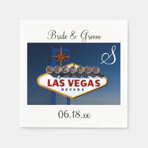 Las Vegas Wedding Theme Monogram Date Couple Names Napkins