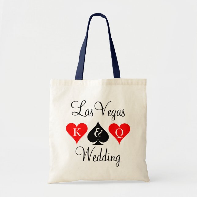 Las Vegas wedding tote bag with playing card suits (Front)