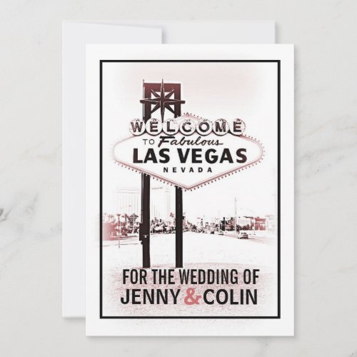 Vintage Romantic Las Vegas Modern Wedding Invites