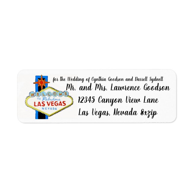 Las Vegas Weddings and Celebrations Label (Front)