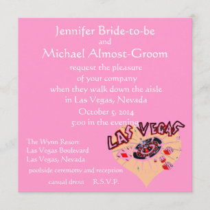 Las Vegas Weddings Pink Heart Invitation