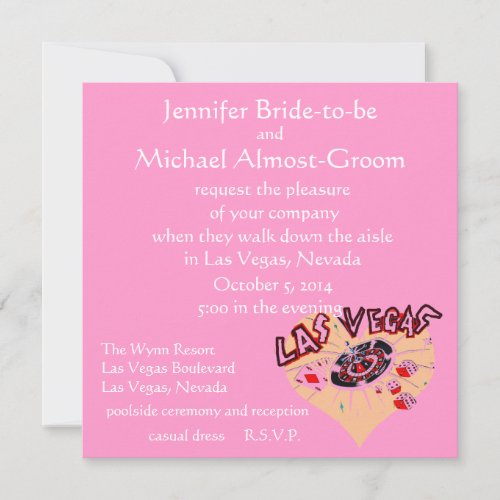 Las Vegas Weddings Pink Heart Invitation