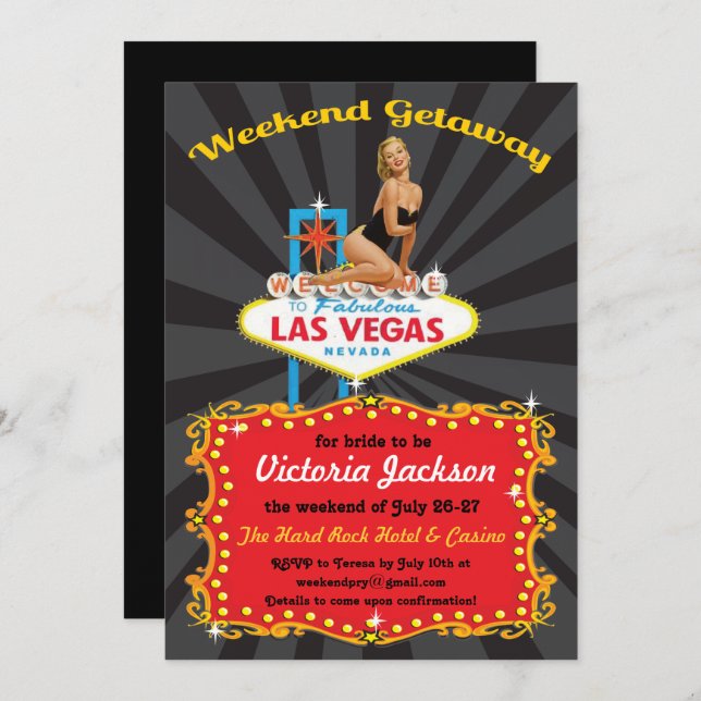 Las Vegas Weekend Getaway Party Invitations (Front/Back)