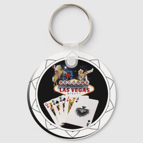 Las Vegas Welcome Sign Black Poker Chip Keychain