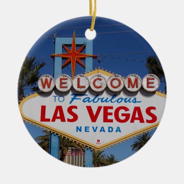 Las Vegas Welcome Sign Ceramic Ornament (Front)
