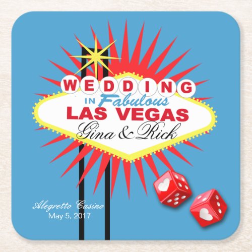 Las Vegas Welcome Sign  CHOOSE BACKGROUND COLOR Square Paper Coaster