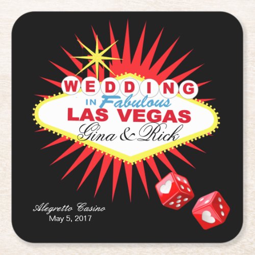 Las Vegas Welcome Sign  CHOOSE BACKGROUND COLOR Square Paper Coaster