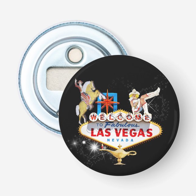 Las Vegas Welcome Sign On Starry Background Bottle Opener (Front)
